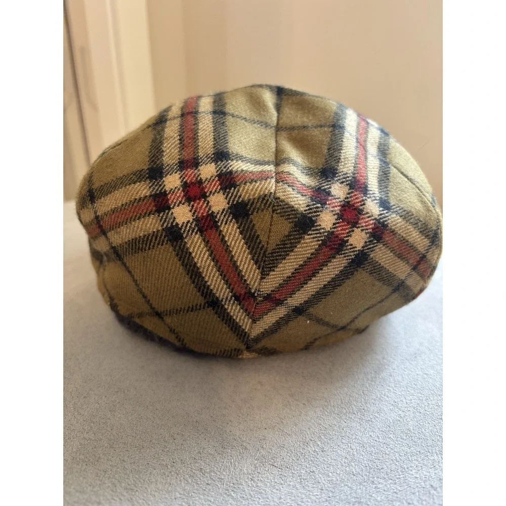 Wigéns Mens Wool Newsboy Flat Cap Size 59 7 3/8 Plaid Ear Flaps Lined Peaky
